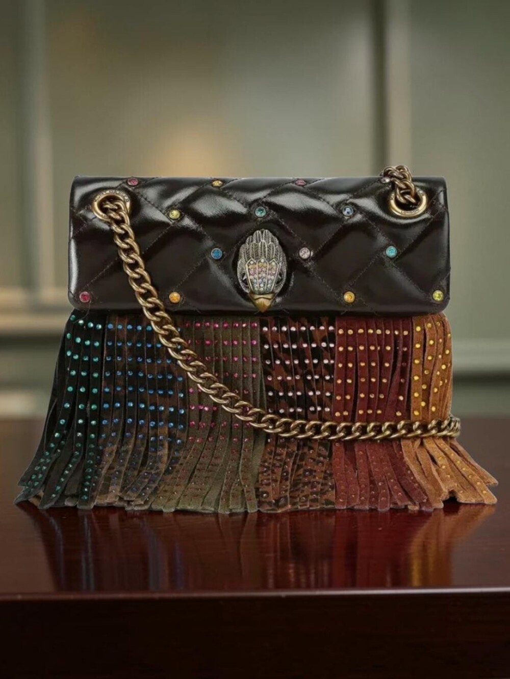 Kurt Geiger Mini Kinsington Fringe Crossbody Handbag